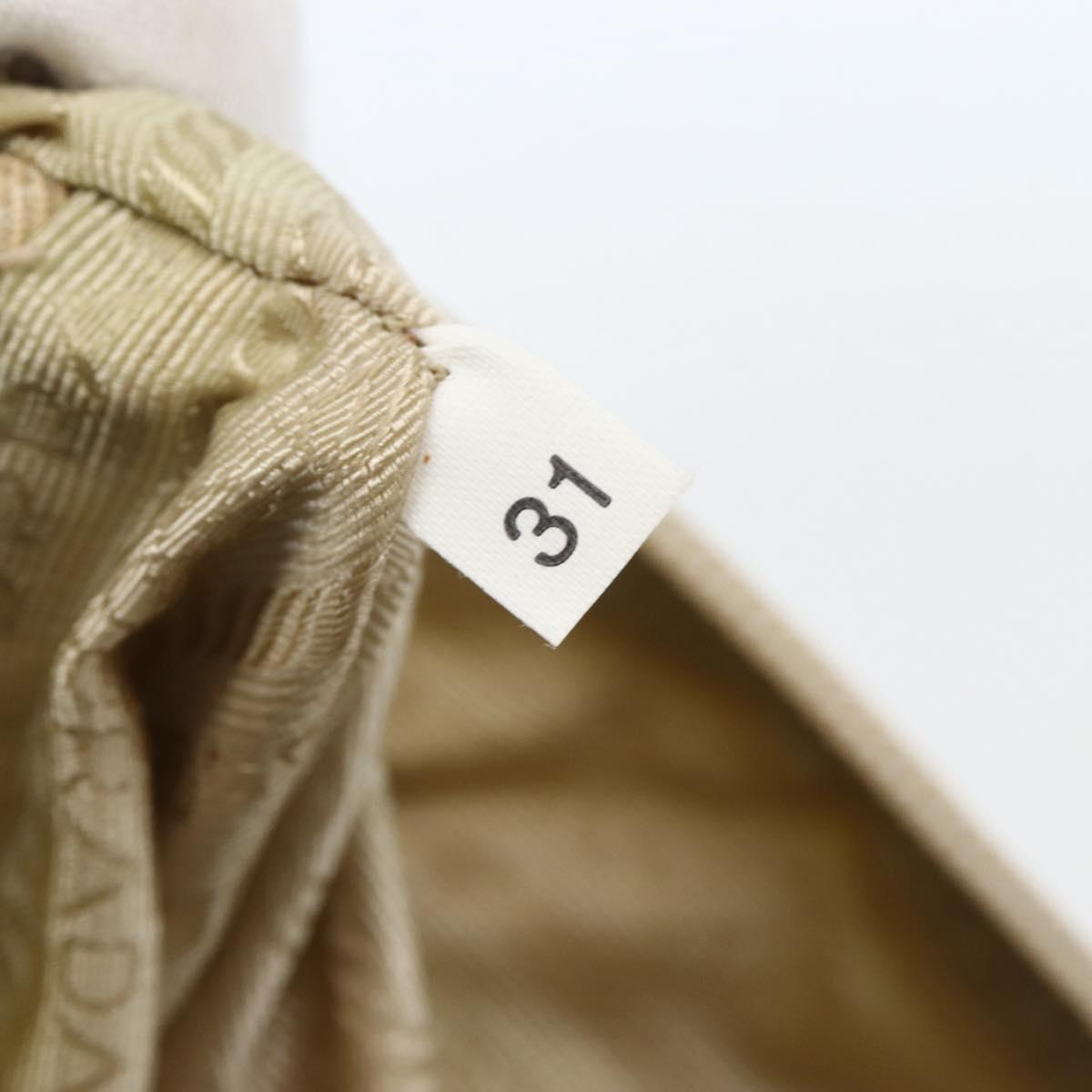 PRADA Shoulder Bag Nylon Beige Silver Auth hk3054