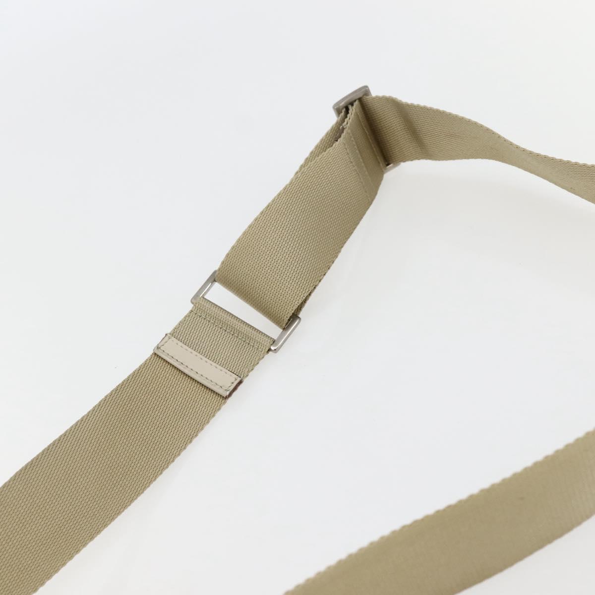 PRADA Shoulder Bag Nylon Beige Silver Auth hk3054