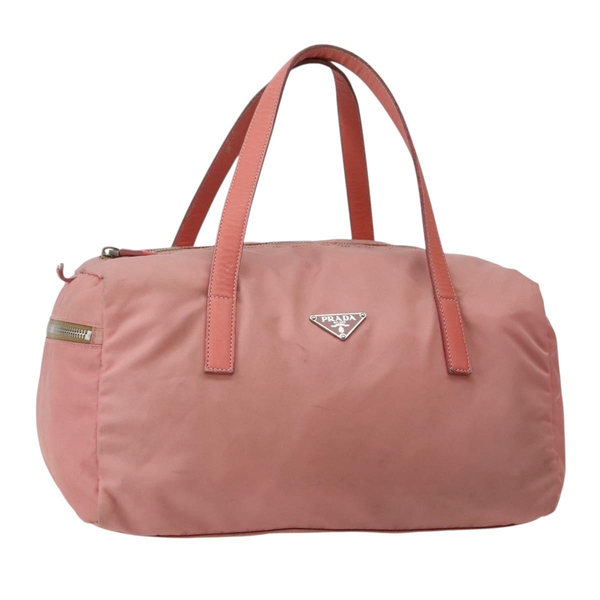 PRADA Hand Bag Nylon Pink Silver Auth hk3055
