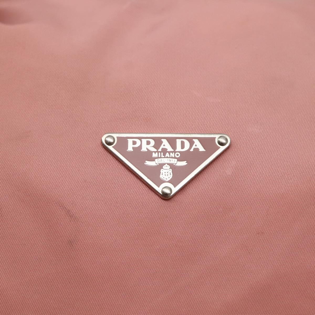 PRADA Hand Bag Nylon Pink Silver Auth hk3055