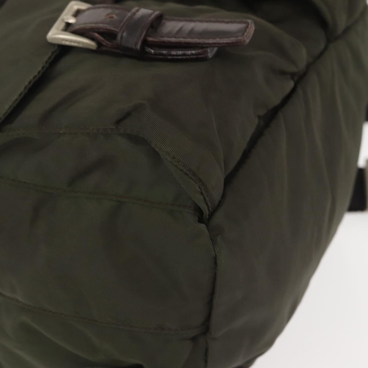 PRADA Backpack Nylon Khaki Silver Auth hk3056