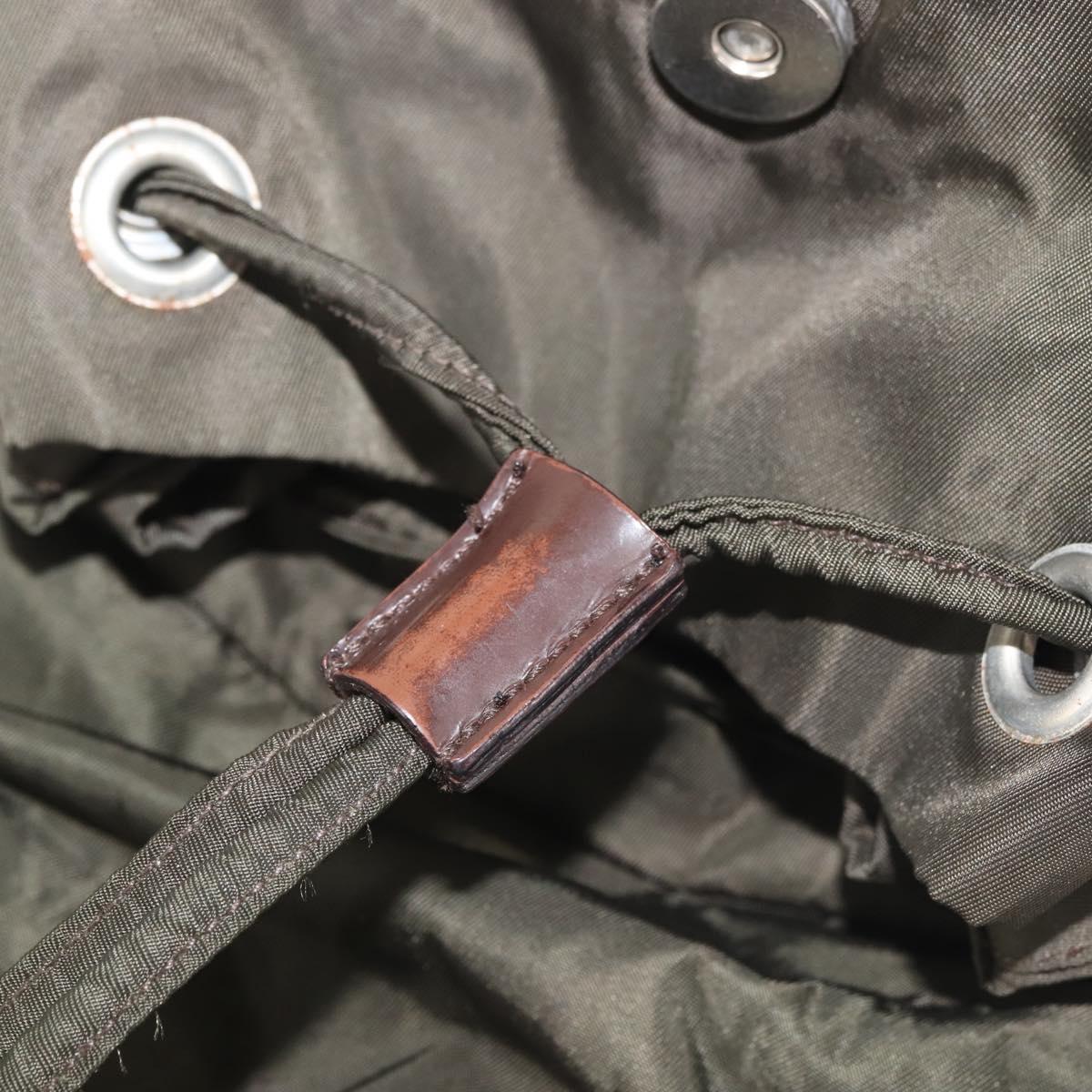 PRADA Backpack Nylon Khaki Silver Auth hk3056