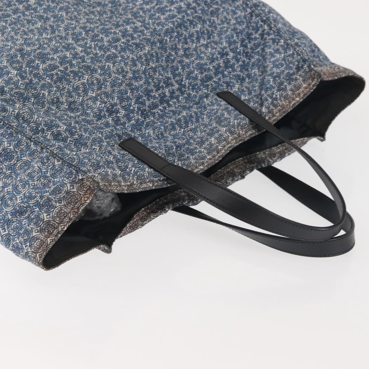PRADA Tote Bag Nylon Blue Silver Auth hk3057