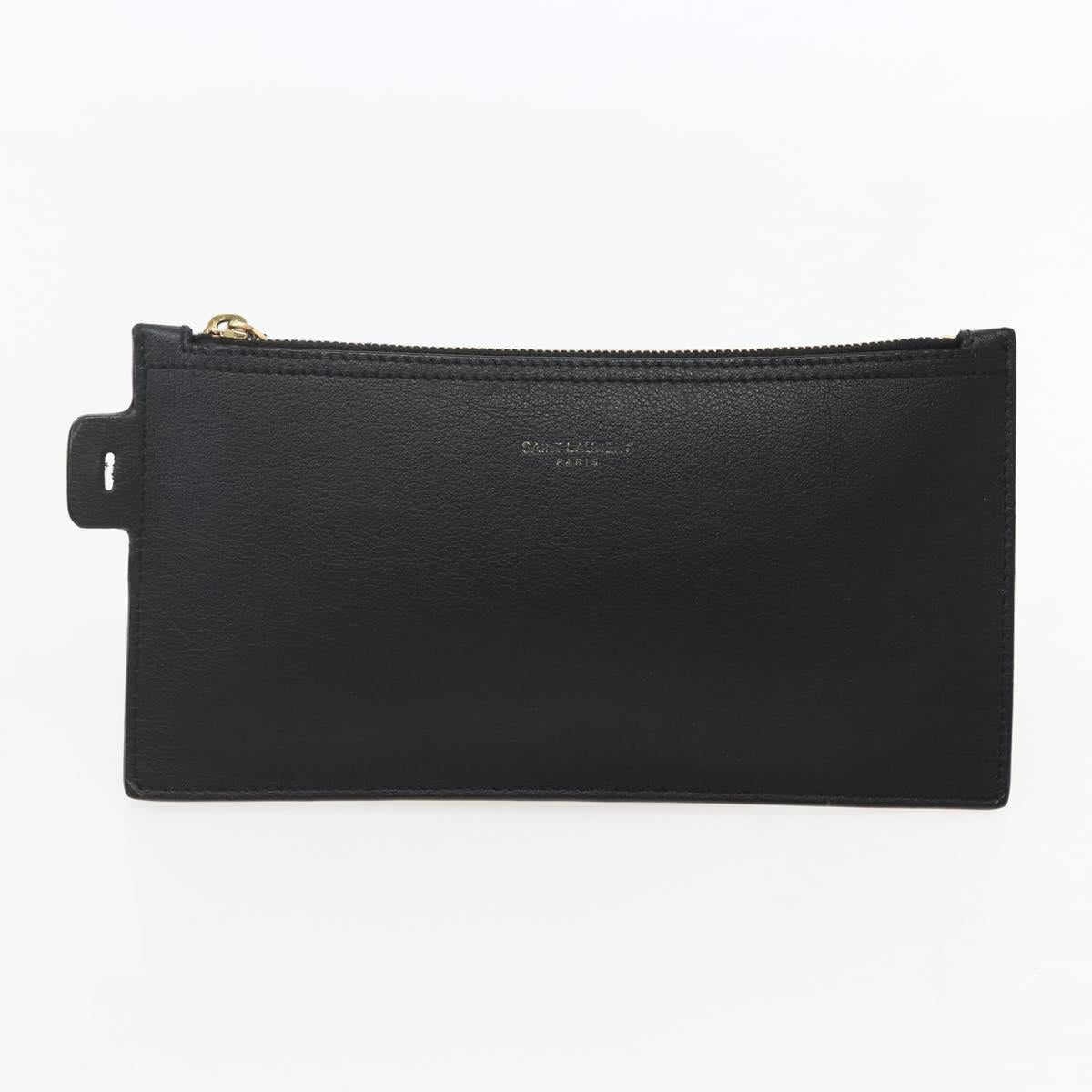 SAINT LAURENT Tote Bag Leather Black Auth hk3059