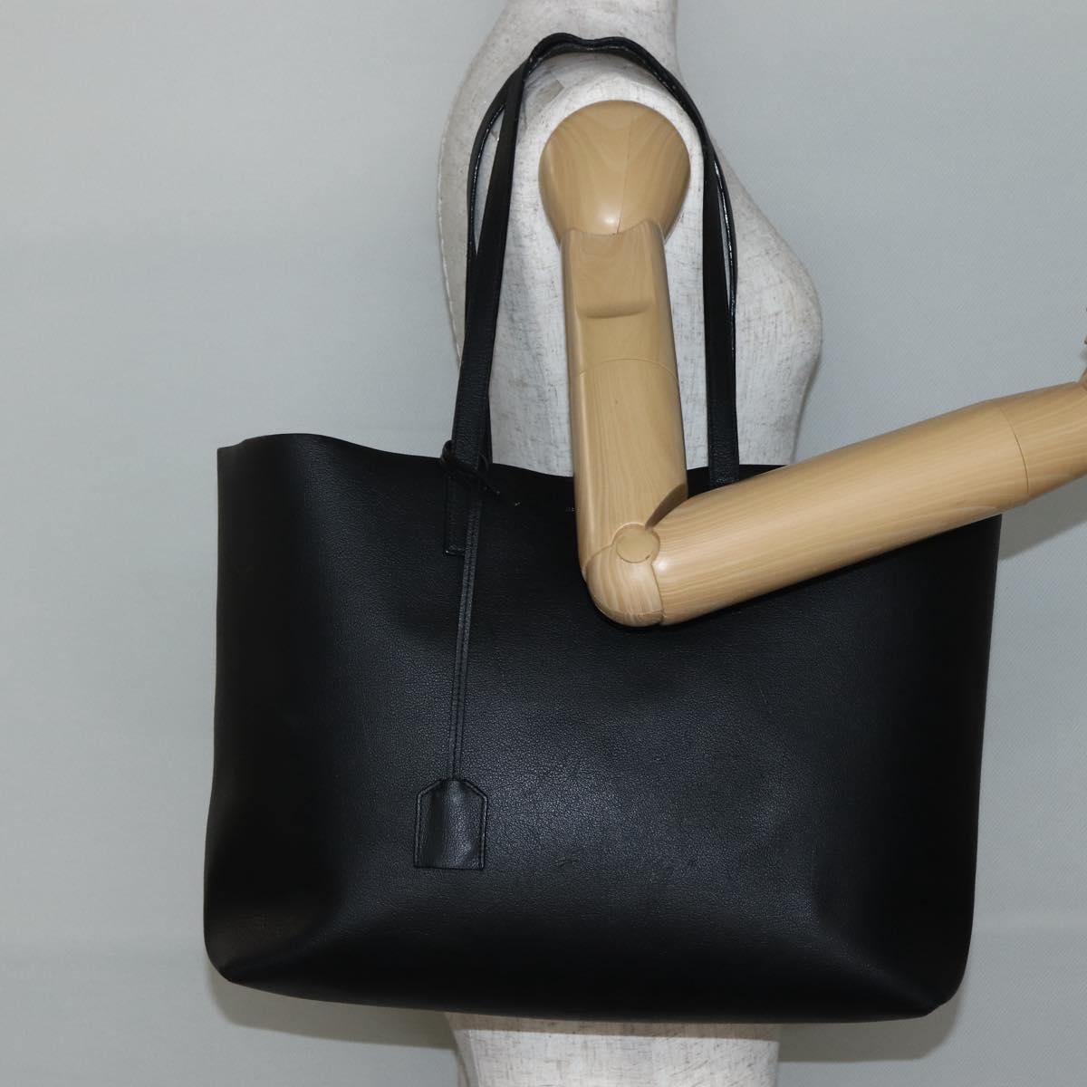 SAINT LAURENT Tote Bag Leather Black Auth hk3059