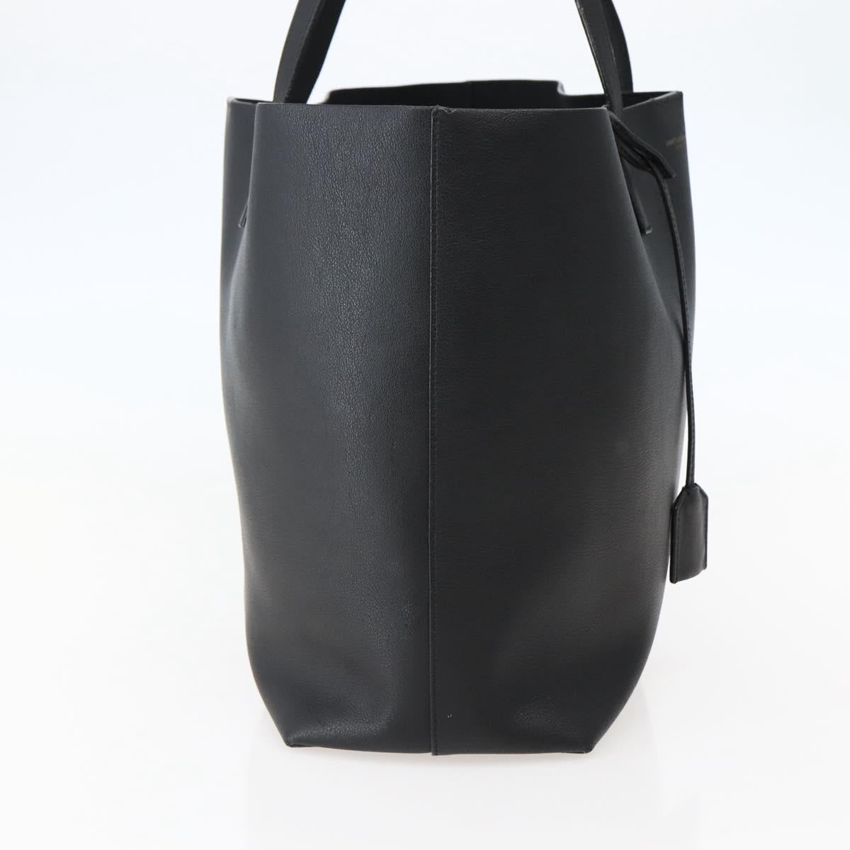 SAINT LAURENT Tote Bag Leather Black Auth hk3059
