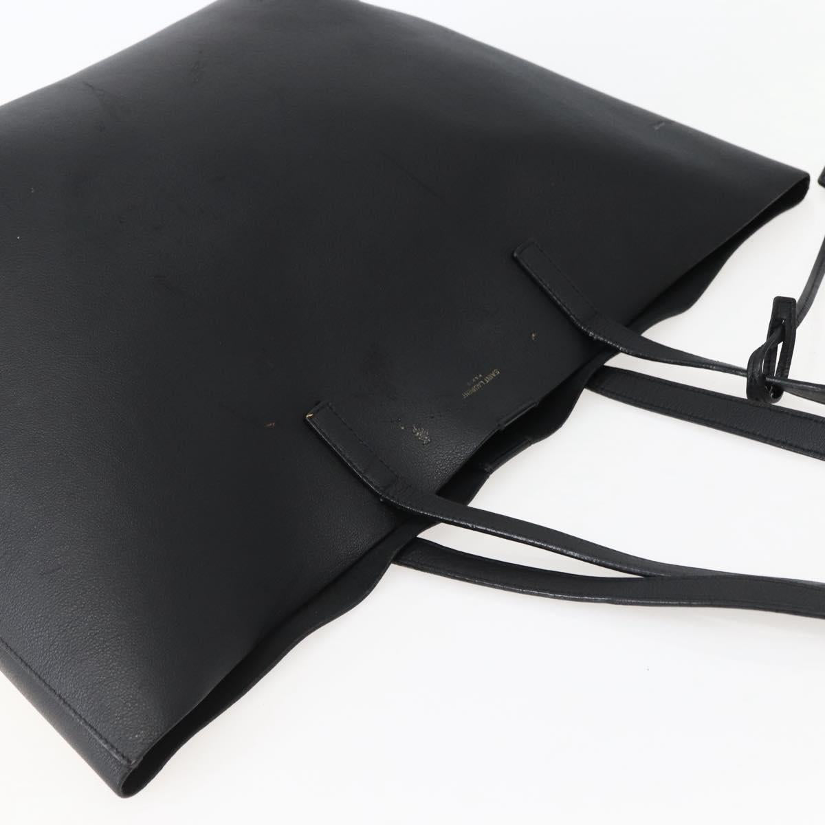 SAINT LAURENT Tote Bag Leather Black Auth hk3059