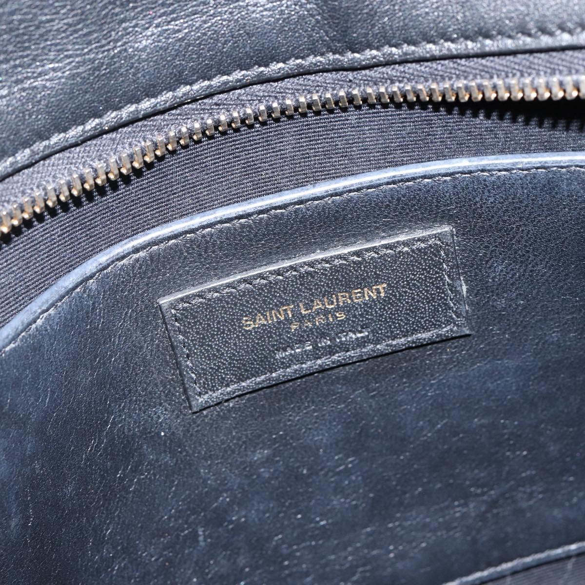 SAINT LAURENT Eastside Hand Bag Leather 2way Black Gold Auth hk3061