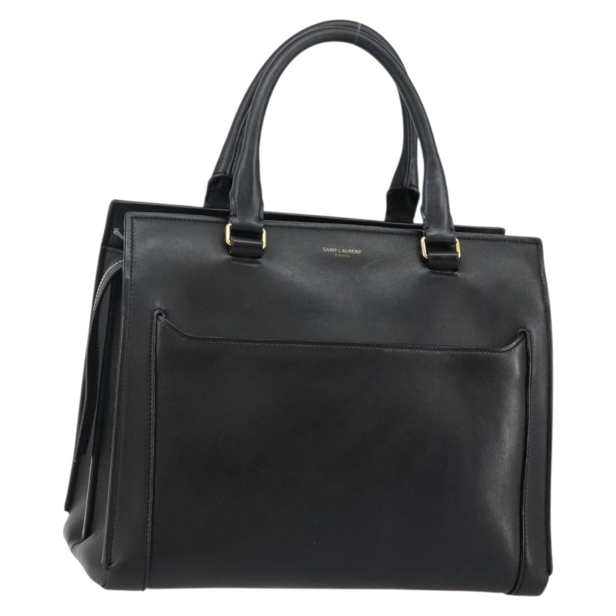SAINT LAURENT Eastside Hand Bag Leather 2way Black Gold Auth hk3061