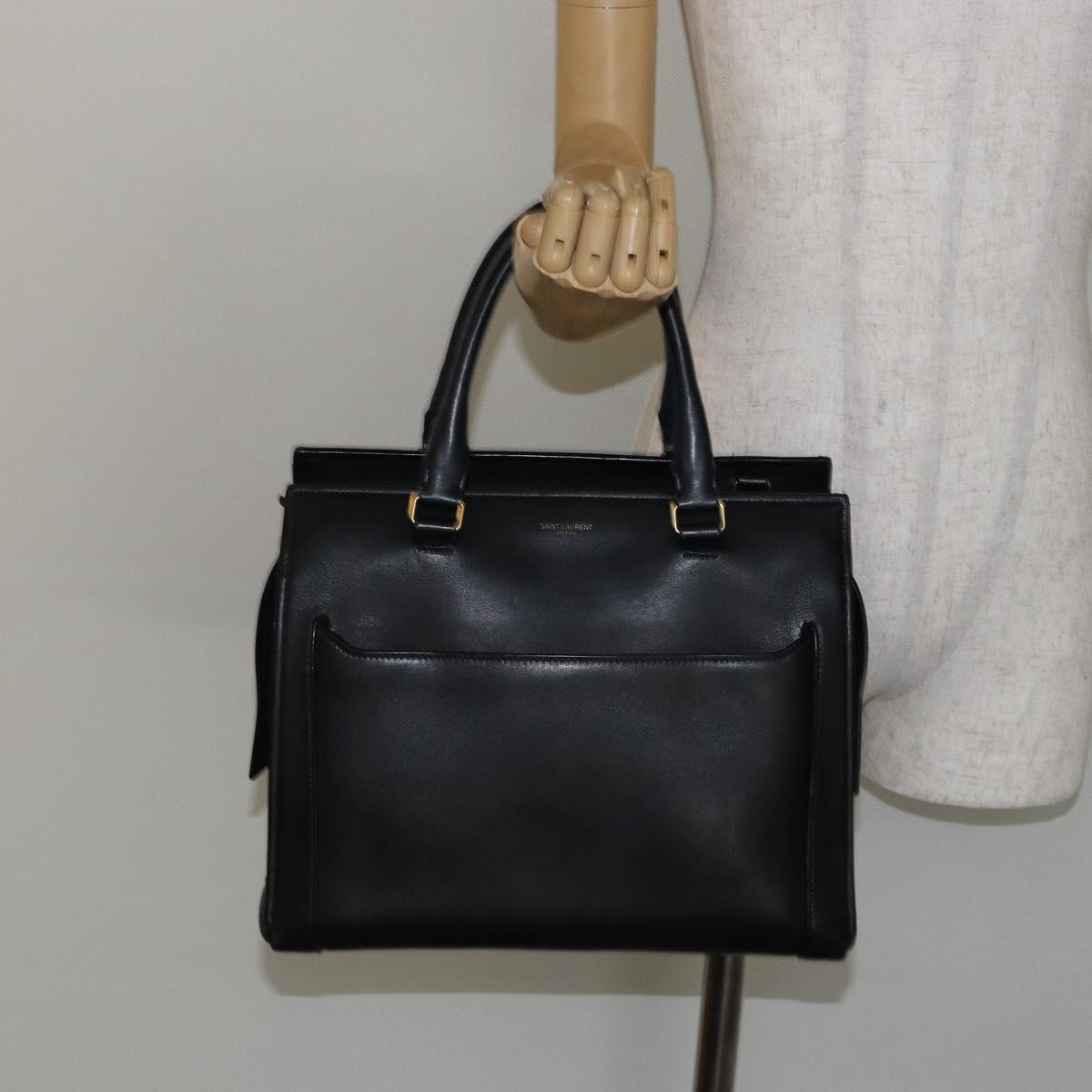 SAINT LAURENT Eastside Hand Bag Leather 2way Black Gold Auth hk3061