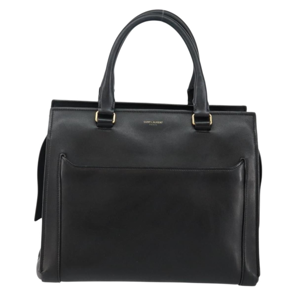 SAINT LAURENT Eastside Hand Bag Leather 2way Black Gold Auth hk3061