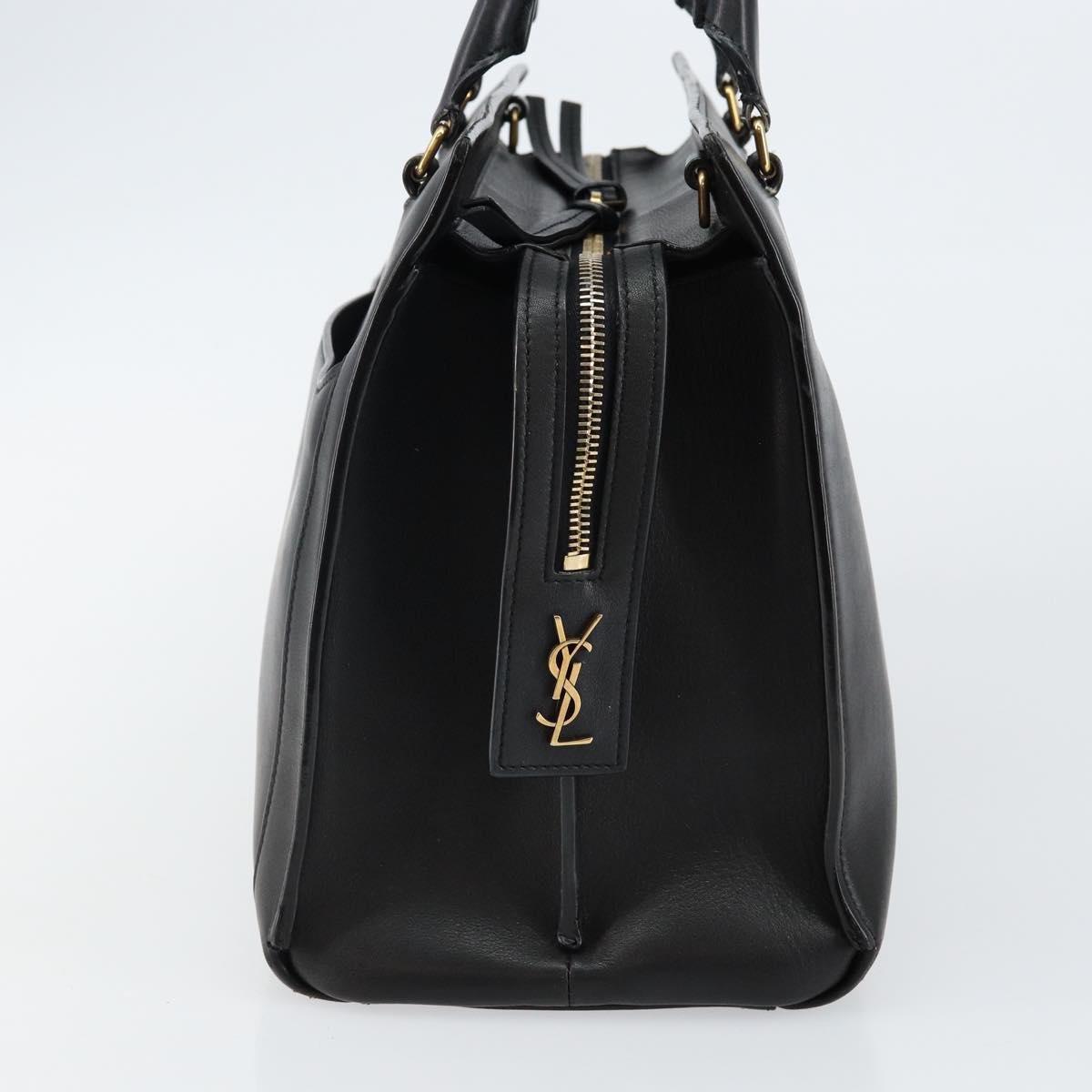 SAINT LAURENT Eastside Hand Bag Leather 2way Black Gold Auth hk3061