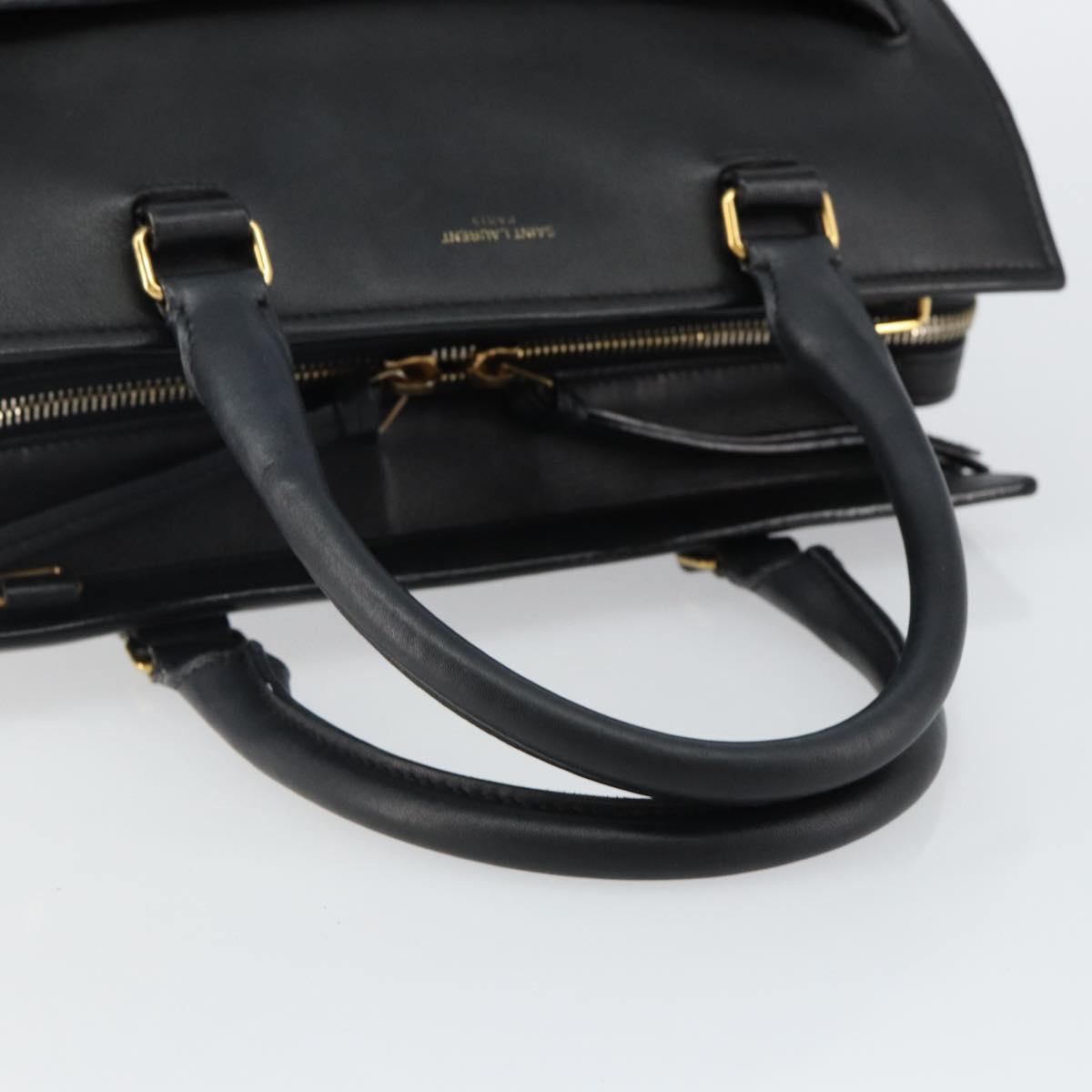 SAINT LAURENT Eastside Hand Bag Leather 2way Black Gold Auth hk3061