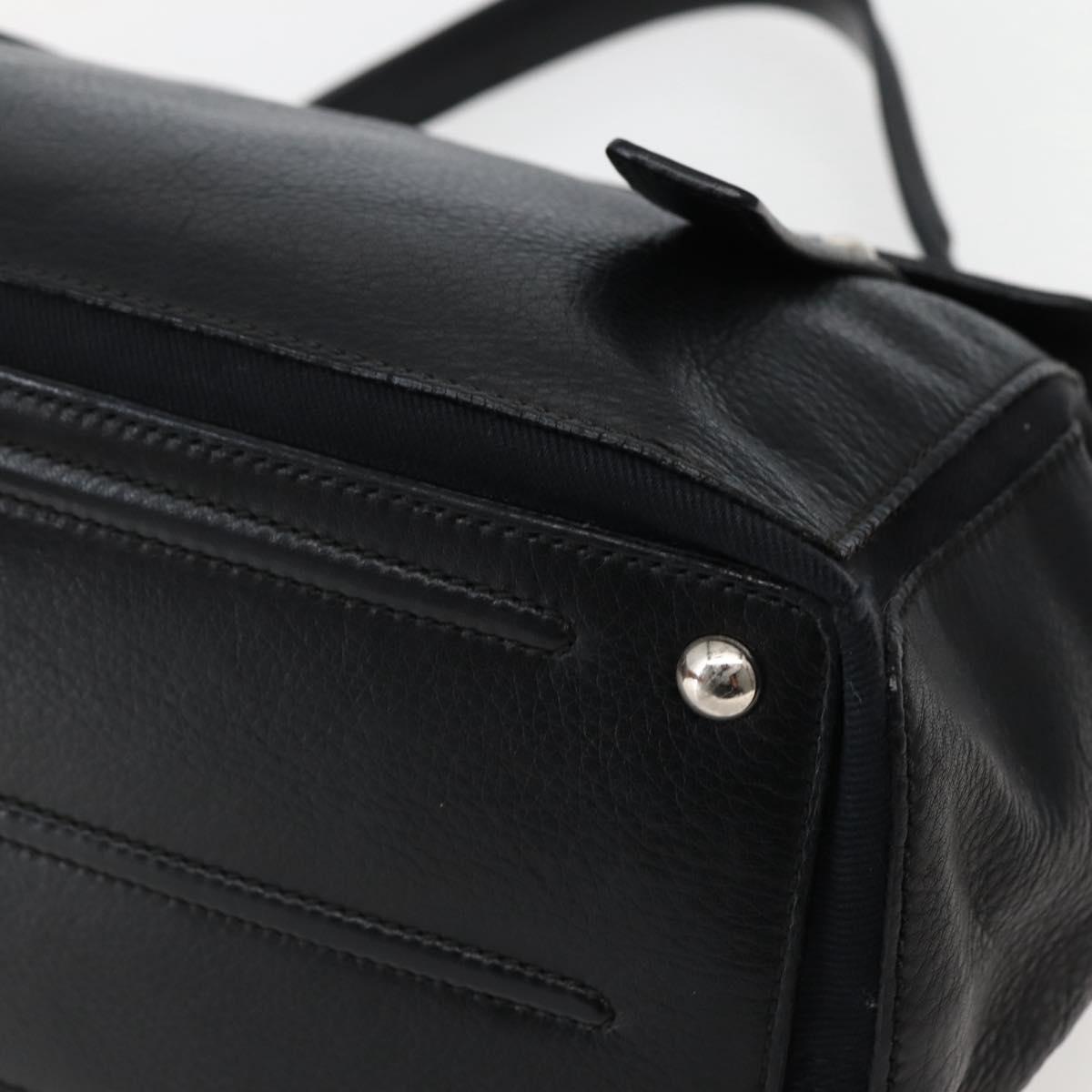 SAINT LAURENT Muse Toe Hand Bag Leather Black Silver 229680 Auth hk3062