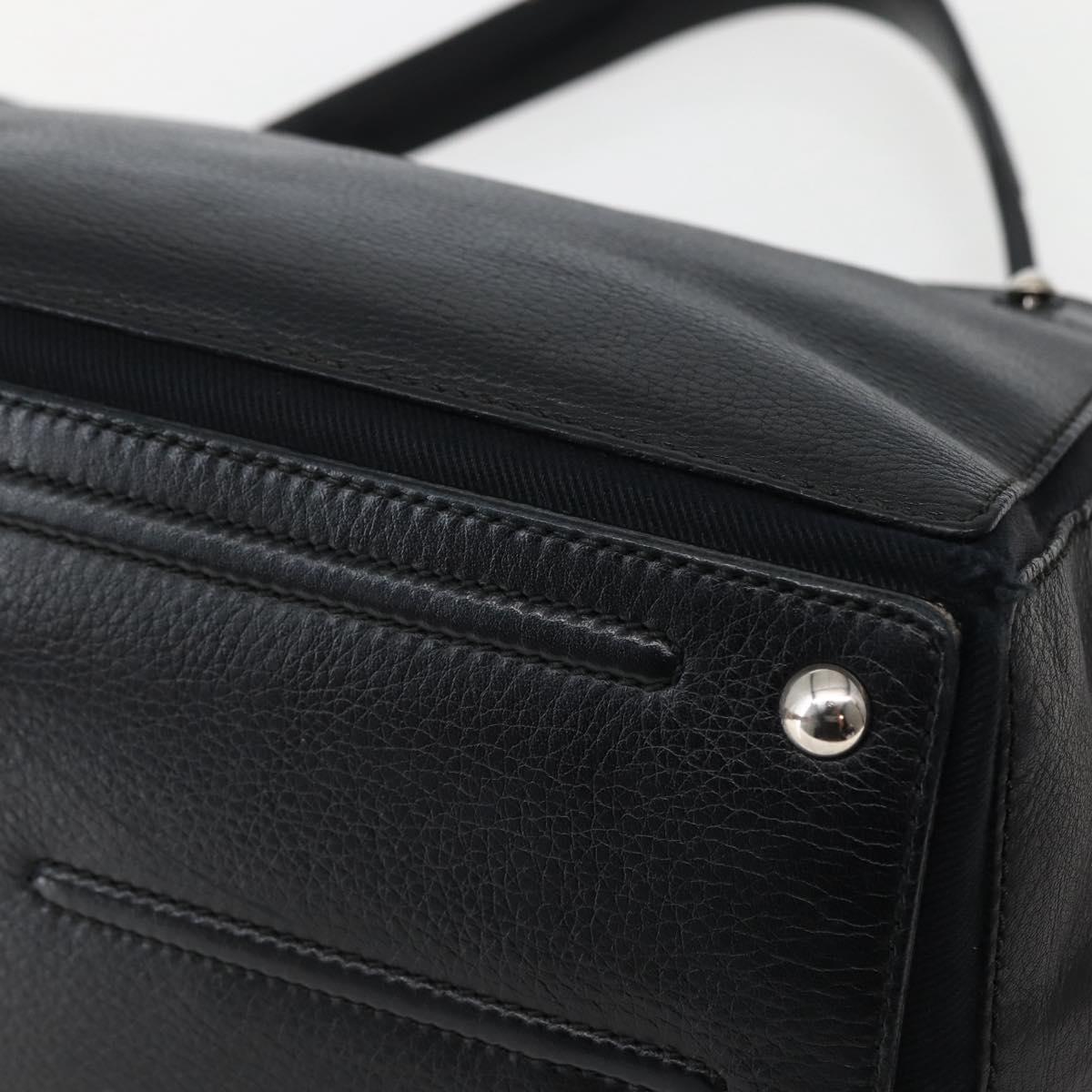 SAINT LAURENT Muse Toe Hand Bag Leather Black Silver 229680 Auth hk3062