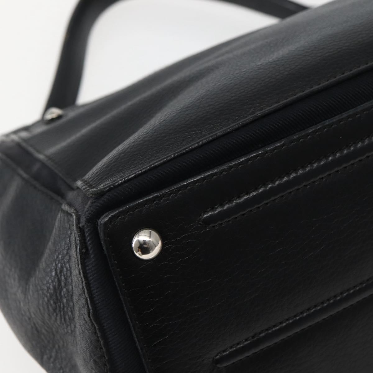 SAINT LAURENT Muse Toe Hand Bag Leather Black Silver 229680 Auth hk3062