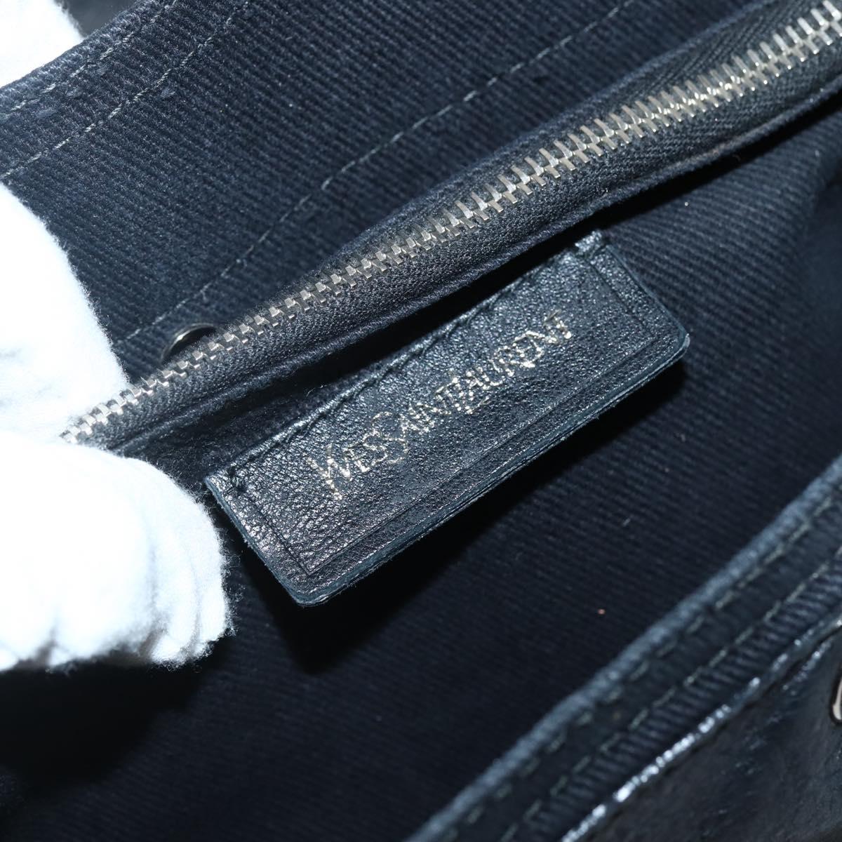 SAINT LAURENT Muse Toe Hand Bag Leather Black Silver 229680 Auth hk3062