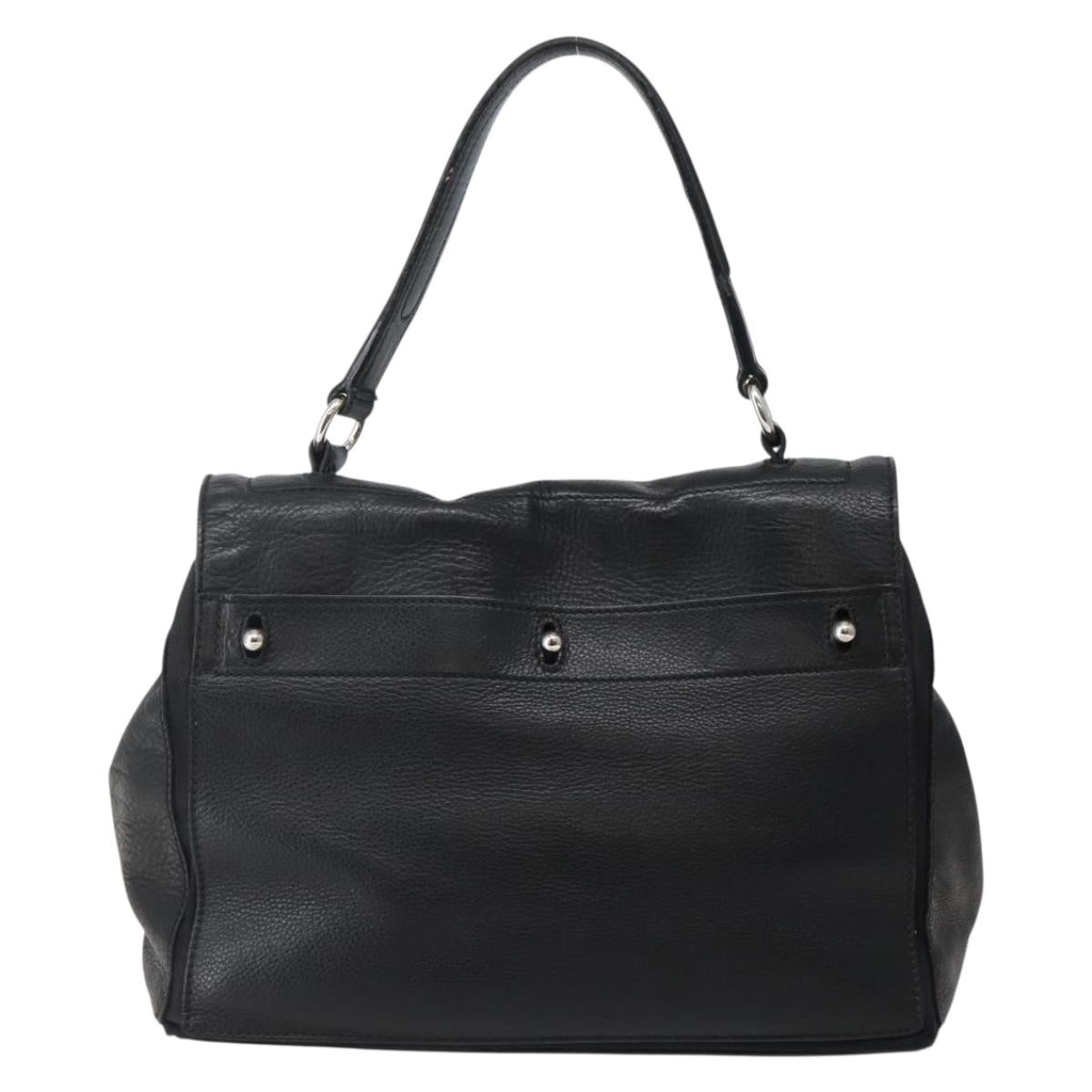 SAINT LAURENT Muse Toe Hand Bag Leather Black Silver 229680 Auth hk3062