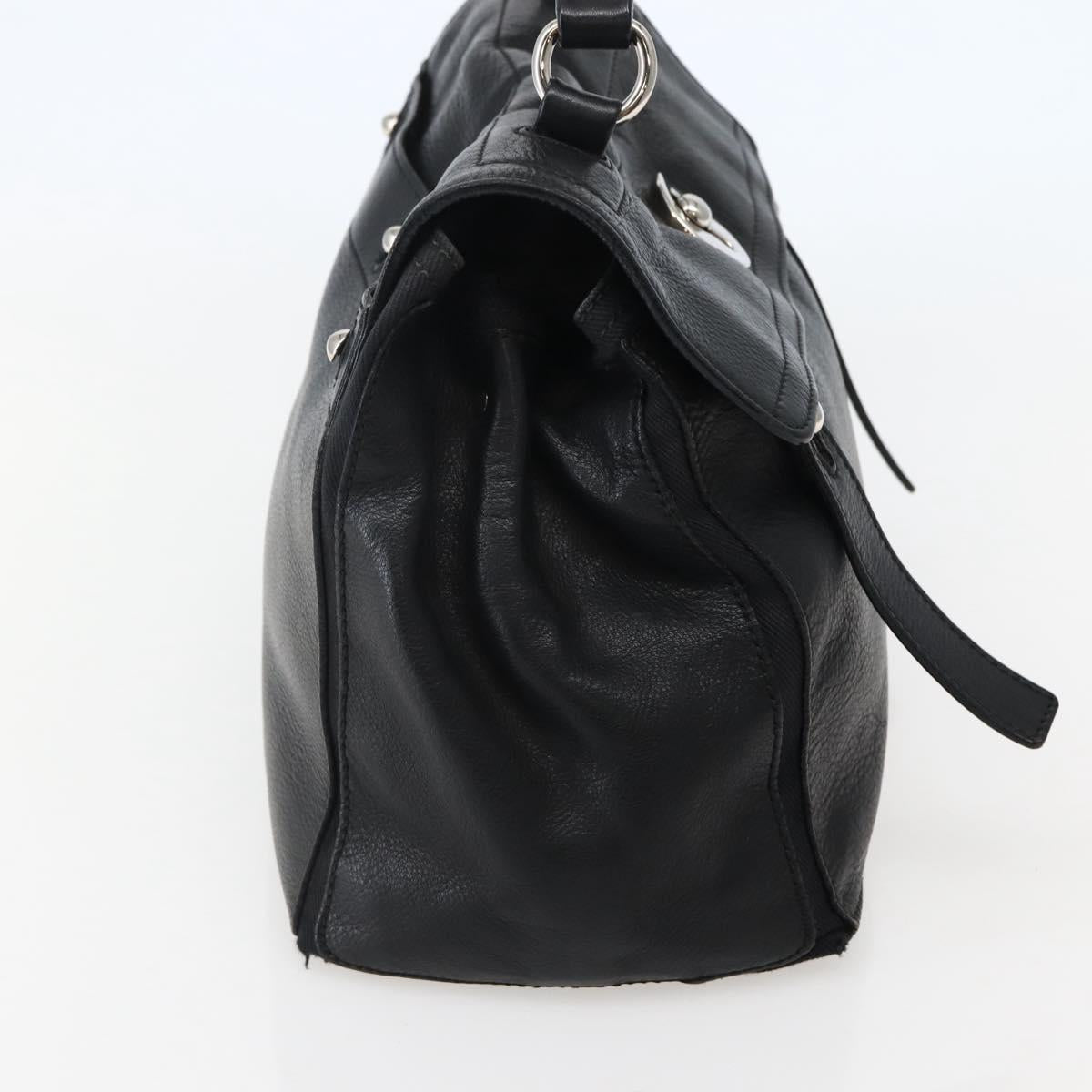 SAINT LAURENT Muse Toe Hand Bag Leather Black Silver 229680 Auth hk3062