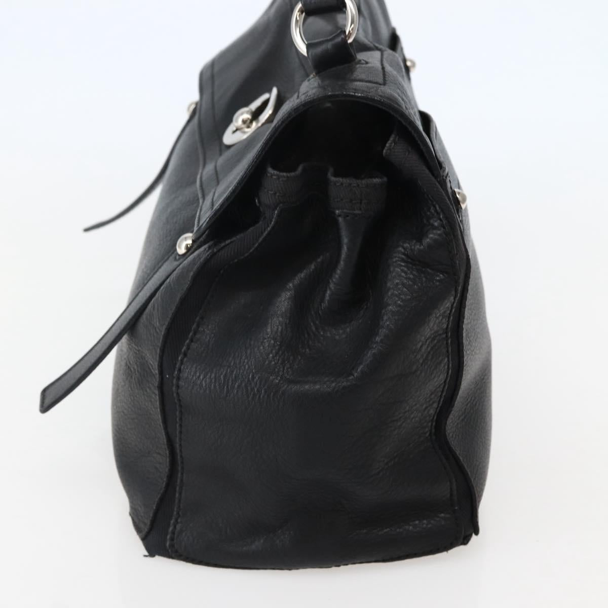 SAINT LAURENT Muse Toe Hand Bag Leather Black Silver 229680 Auth hk3062