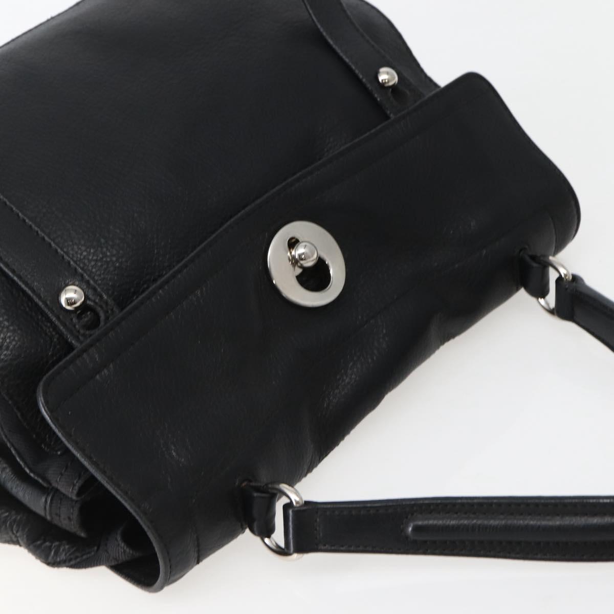 SAINT LAURENT Muse Toe Hand Bag Leather Black Silver 229680 Auth hk3062