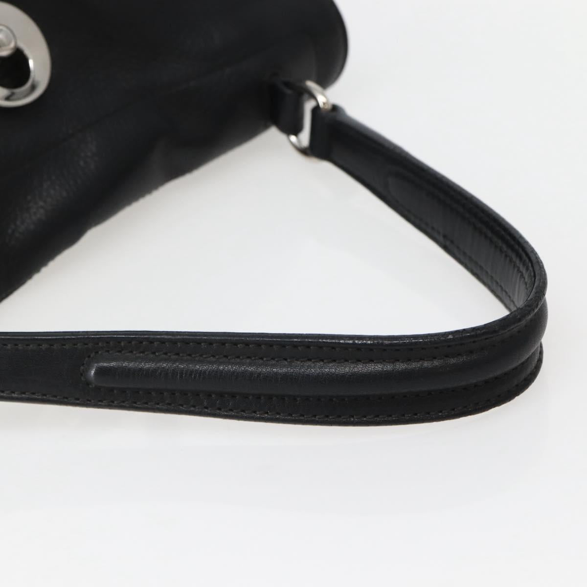 SAINT LAURENT Muse Toe Hand Bag Leather Black Silver 229680 Auth hk3062