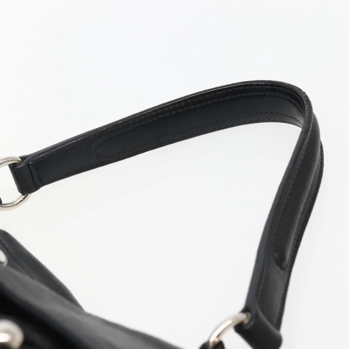 SAINT LAURENT Muse Toe Hand Bag Leather Black Silver 229680 Auth hk3062