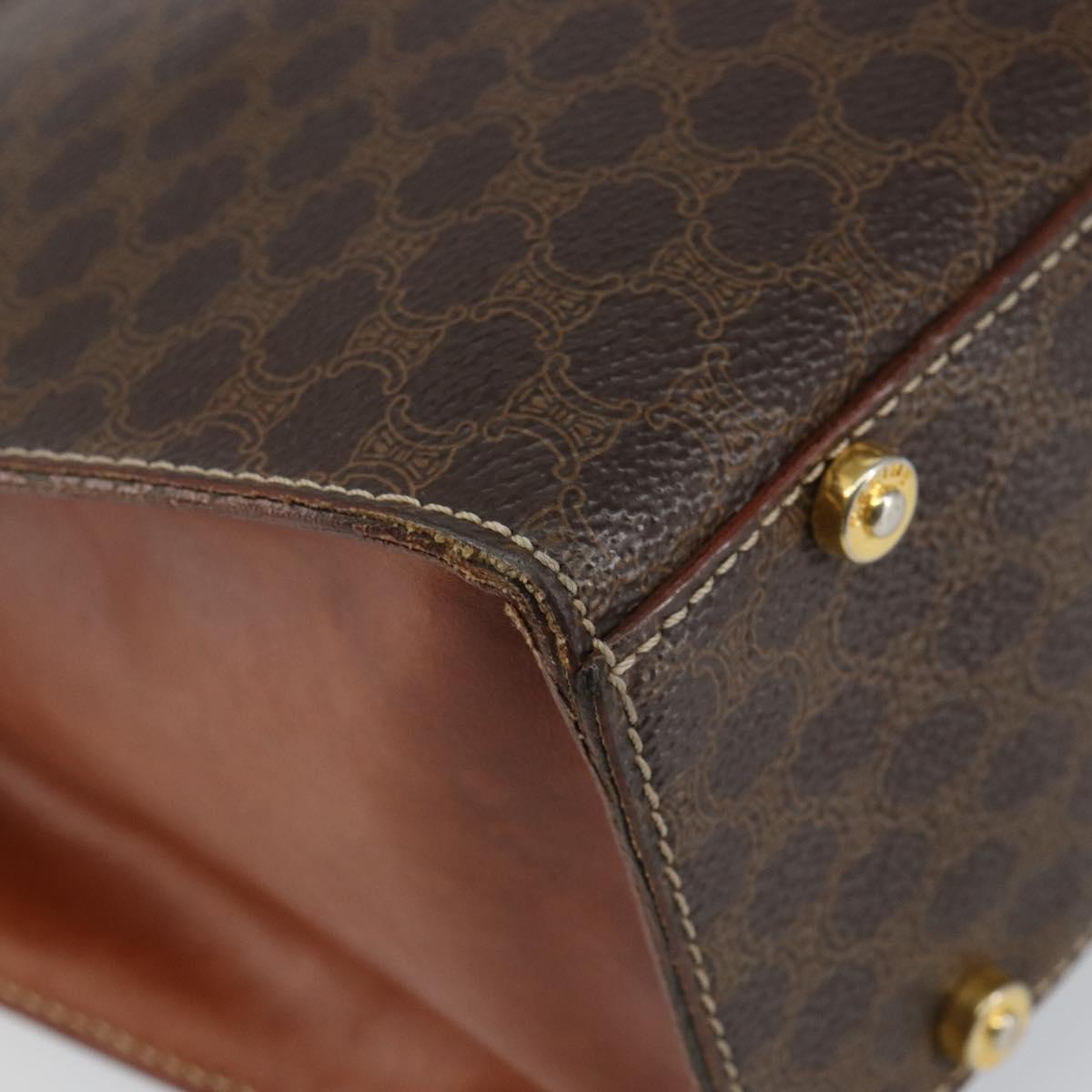 CELINE Macadam Canvas Hand Bag PVC Leather Brown Gold Auth hk3063