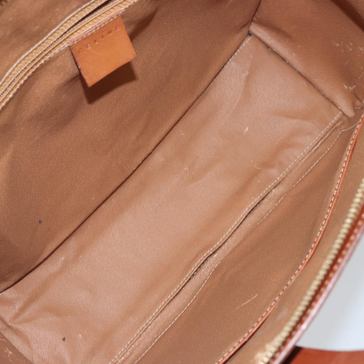 CELINE Macadam Canvas Hand Bag PVC Leather Brown Gold Auth hk3063