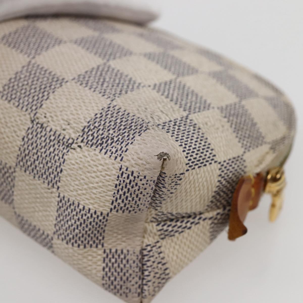 LOUIS VUITTON Damier Azur Pochette Cosmetic PM Pouch N60024 LV Auth hk3072