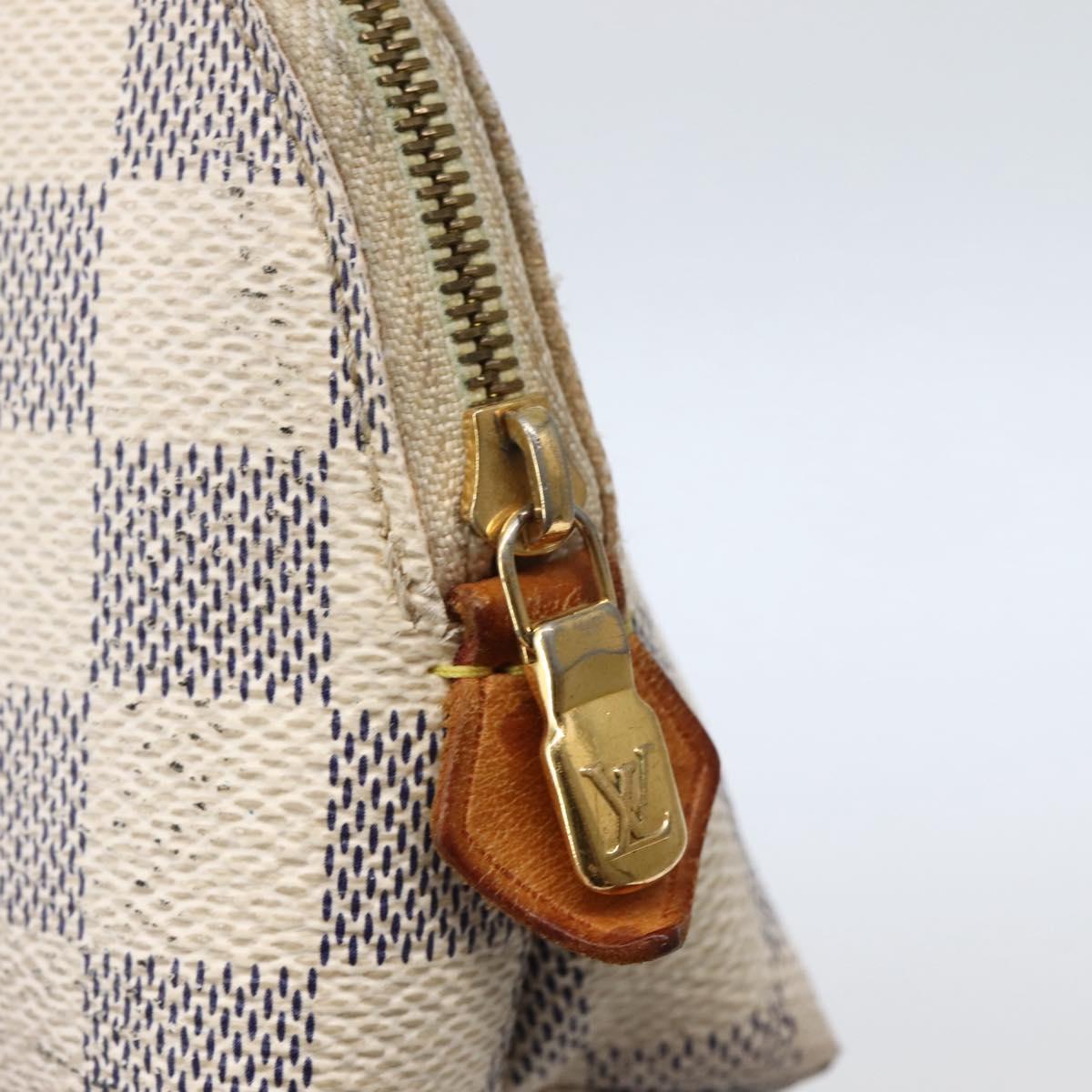 LOUIS VUITTON Damier Azur Pochette Cosmetic PM Pouch N60024 LV Auth hk3072