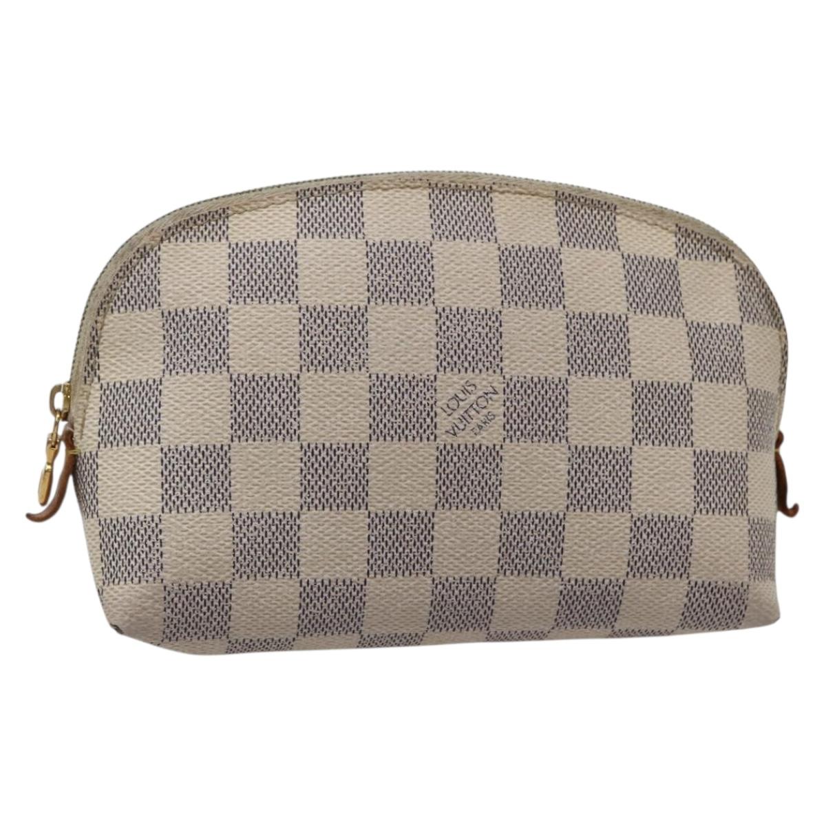 LOUIS VUITTON Damier Azur Pochette Cosmetic PM Pouch N60024 LV Auth hk3072