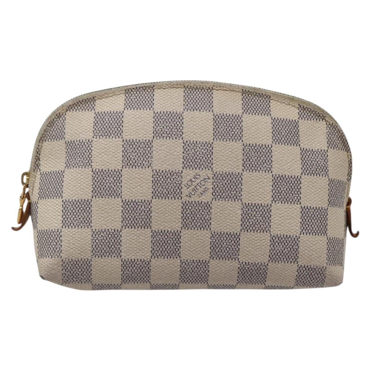 LOUIS VUITTON Damier Azur Pochette Cosmetic PM Pouch N60024 LV Auth hk3072