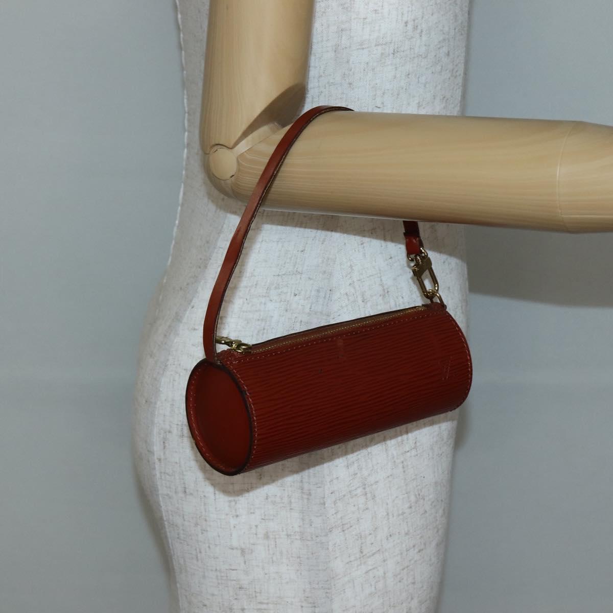 LOUIS VUITTON Epi Soufflot Pouch Accessory Pouch Brown LV Auth hk3075