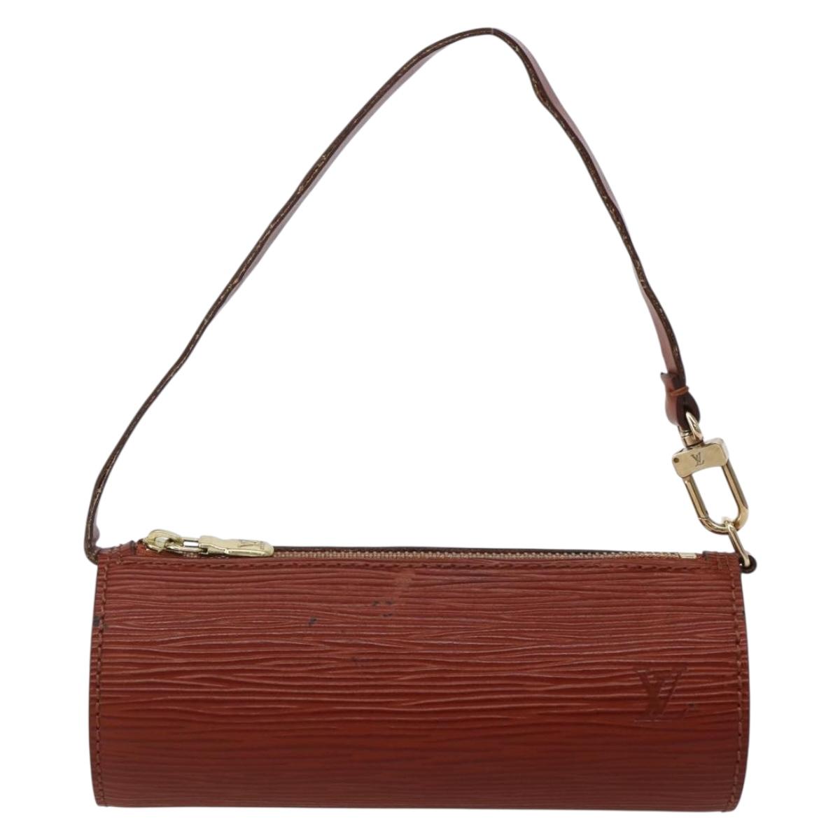 LOUIS VUITTON Epi Soufflot Pouch Accessory Pouch Brown LV Auth hk3075