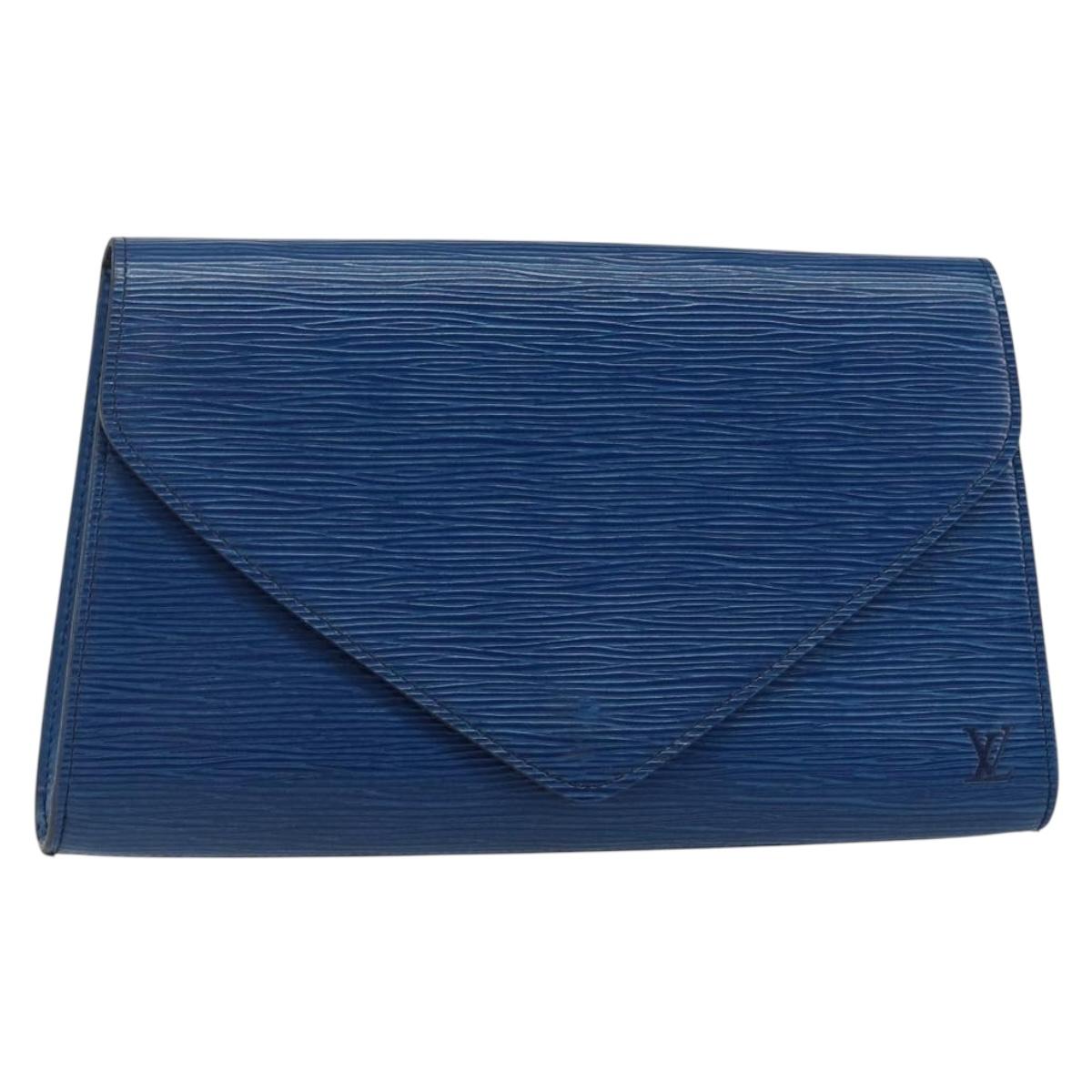 LOUIS VUITTON Epi Art Deco Clutch Bag Blue M52635 LV Auth hk3076