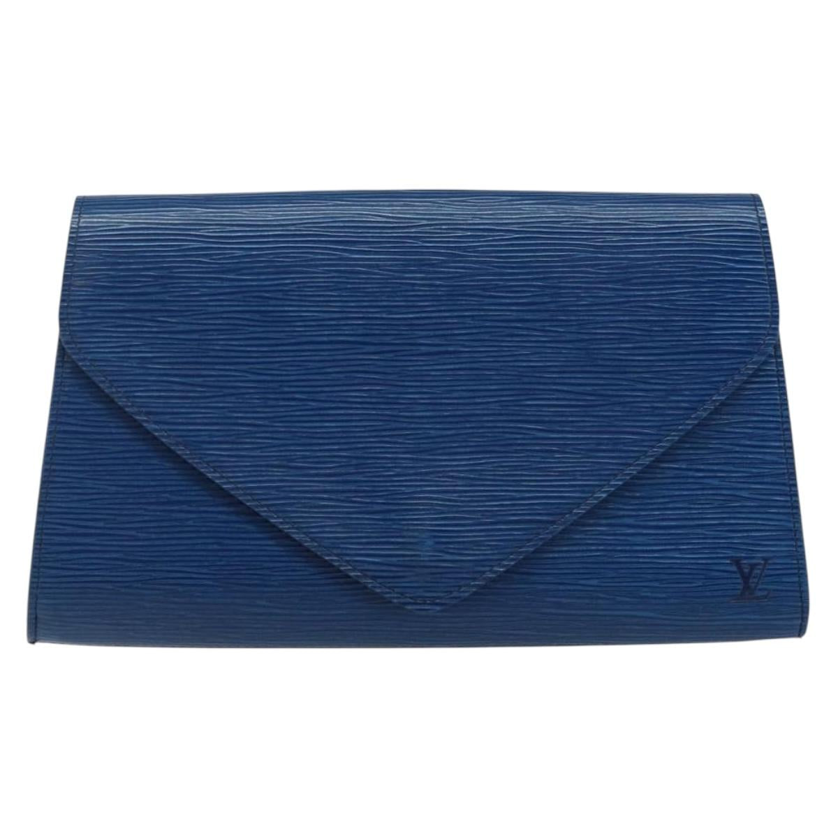 LOUIS VUITTON Epi Art Deco Clutch Bag Blue M52635 LV Auth hk3076