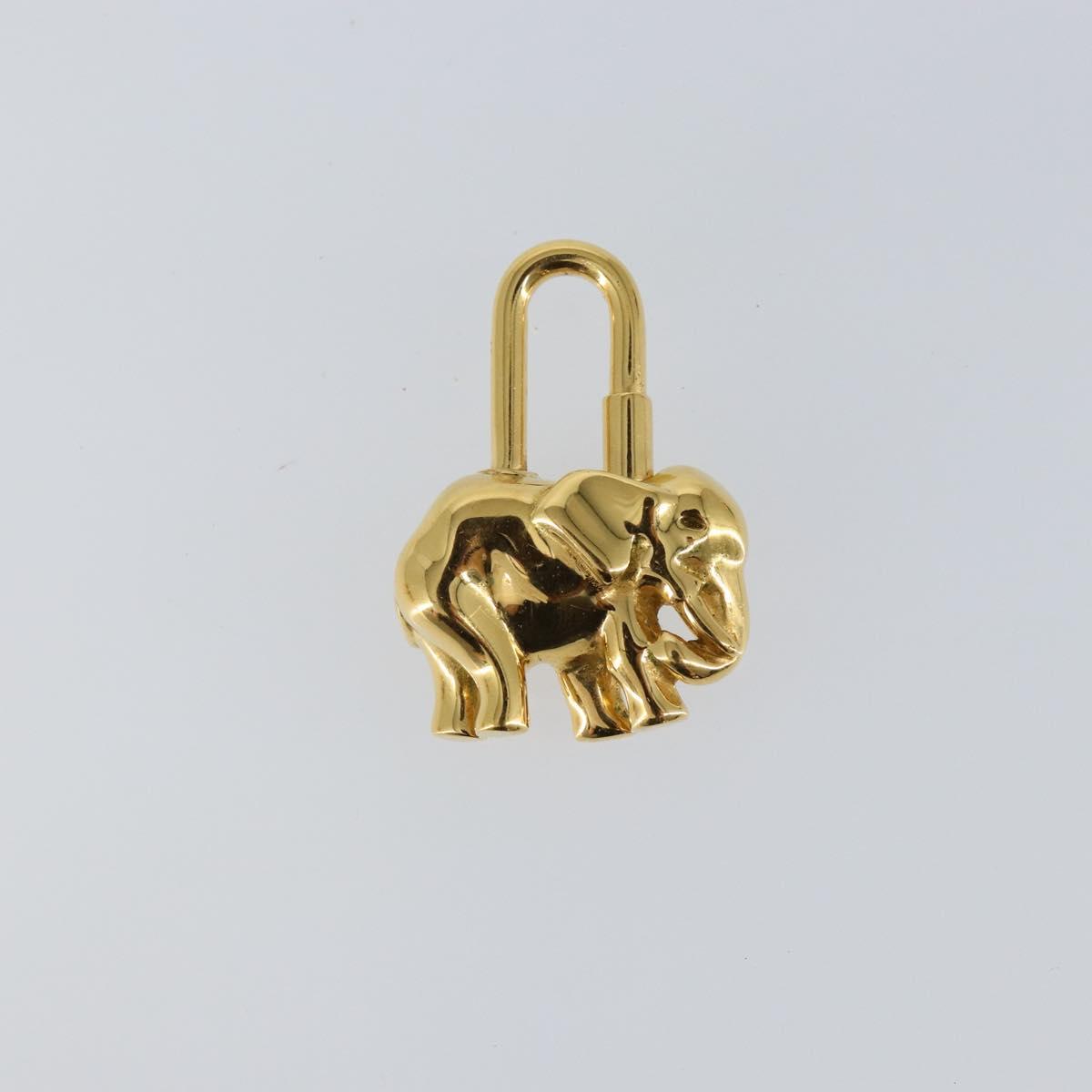 HERMES Elephant Cadena Charm metal Gold Auth hk3080