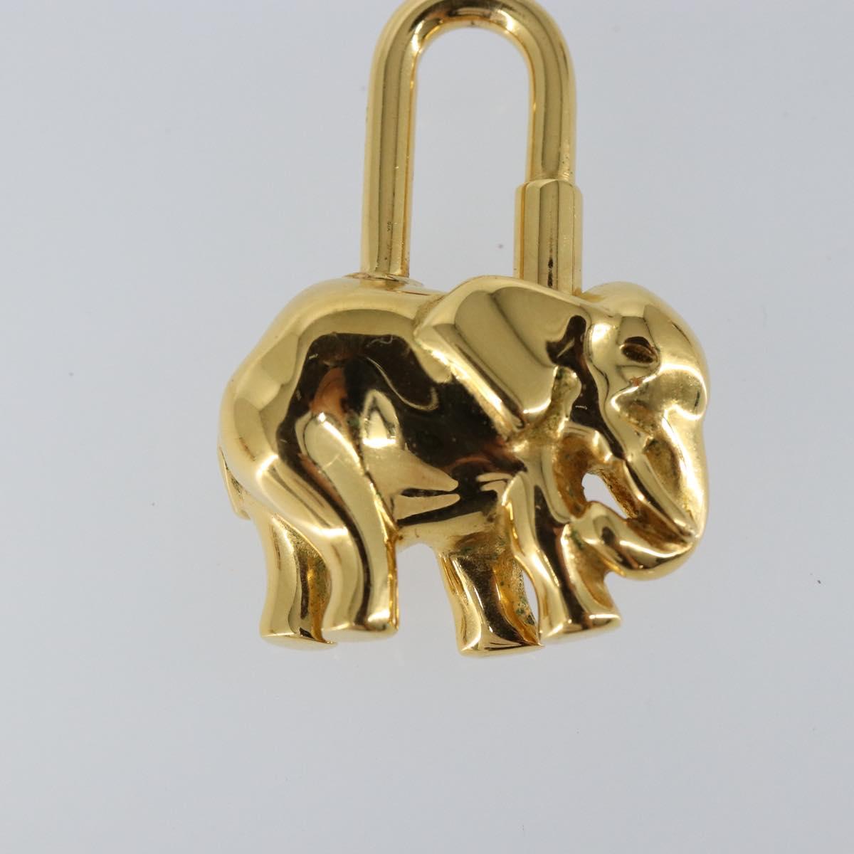 HERMES Elephant Cadena Charm metal Gold Auth hk3080