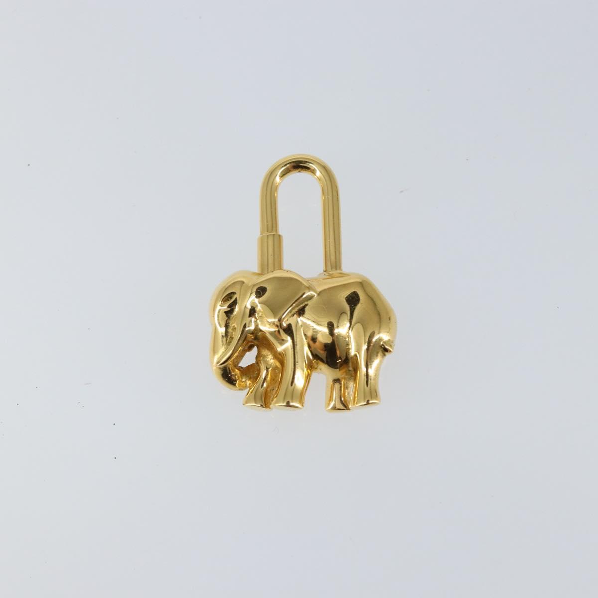 HERMES Elephant Cadena Charm metal Gold Auth hk3080