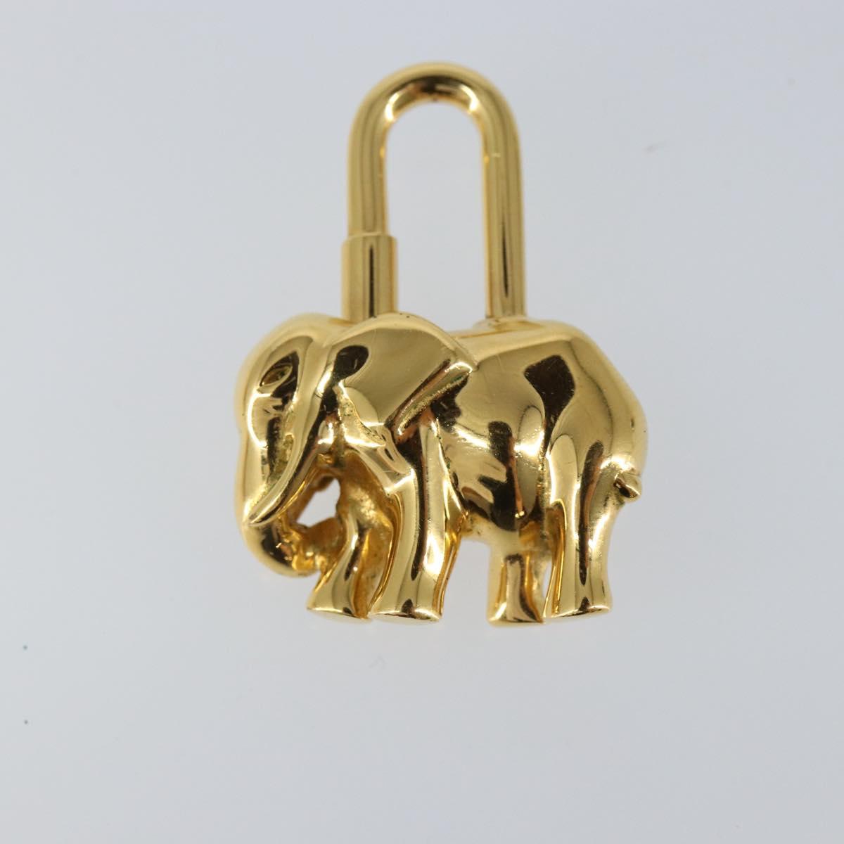 HERMES Elephant Cadena Charm metal Gold Auth hk3080