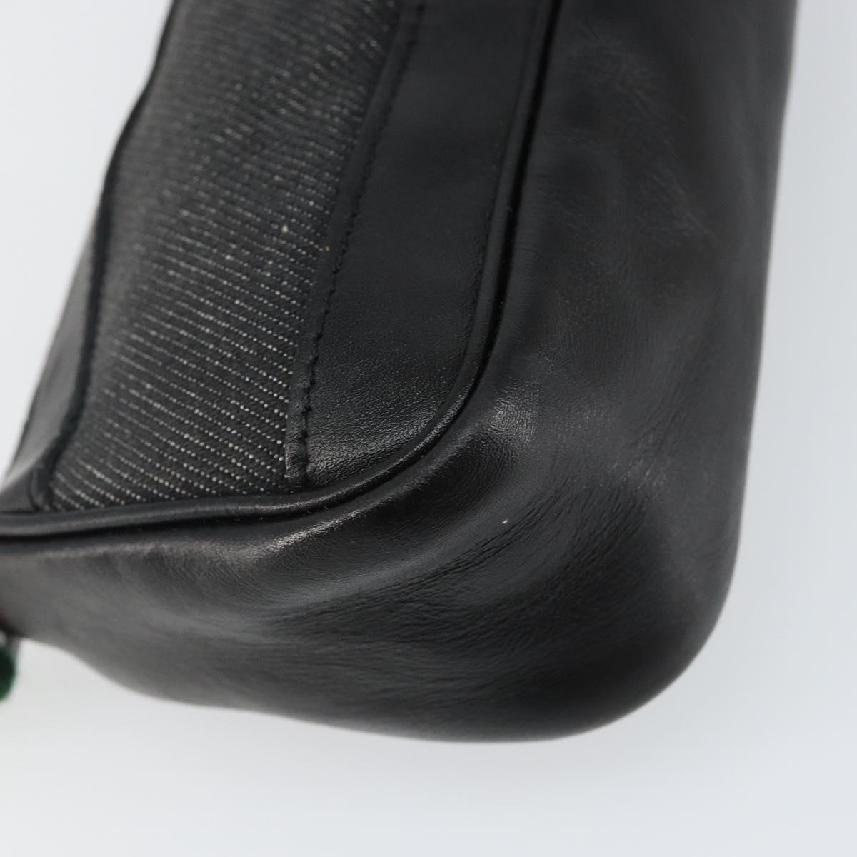 GUCCI Web Sherry Line Accessory Pouch Canvas Black Silver Red 92820 Auth hk3082