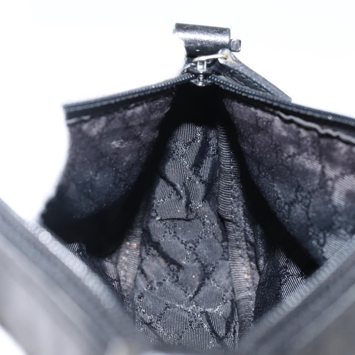 GUCCI Web Sherry Line Accessory Pouch Canvas Black Silver Red 92820 Auth hk3082