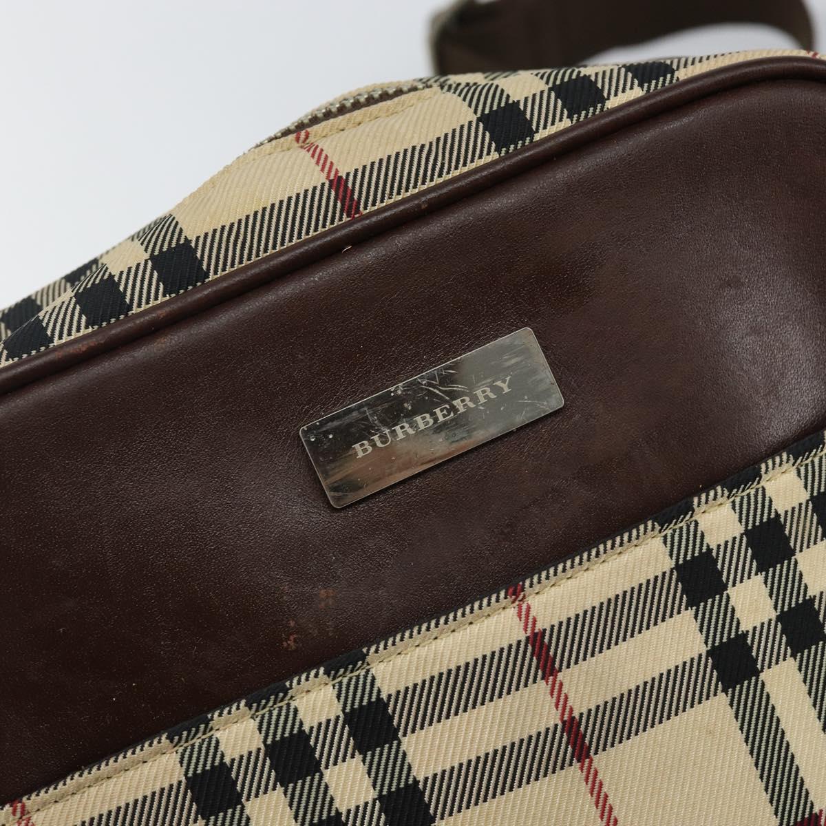 BURBERRY Nova Check Shoulder Bag Canvas Beige Silver Auth hk3087