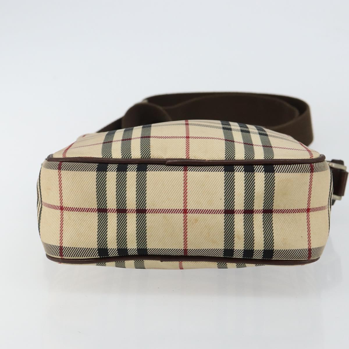 BURBERRY Nova Check Shoulder Bag Canvas Beige Silver Auth hk3087