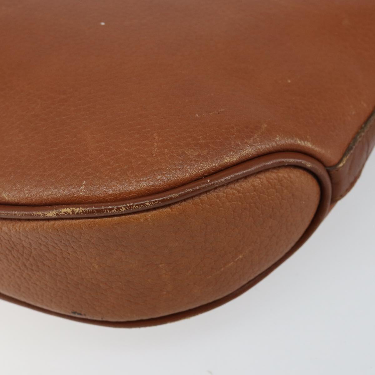 Burberrys Shoulder Bag Leather Brown Gold Auth hk3089