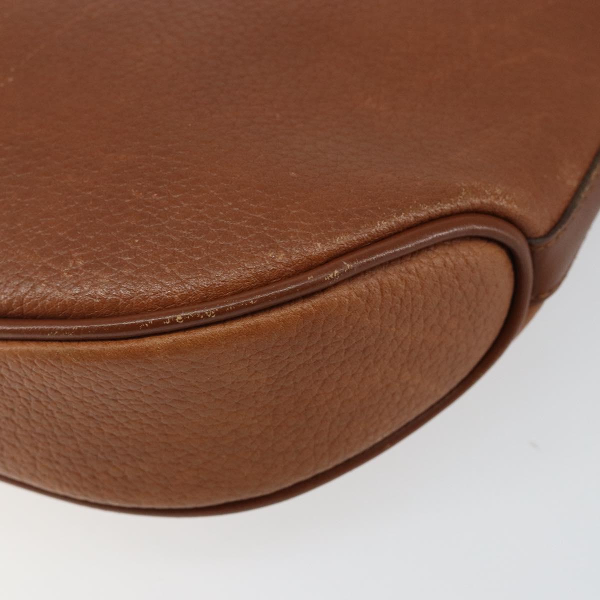 Burberrys Shoulder Bag Leather Brown Gold Auth hk3089