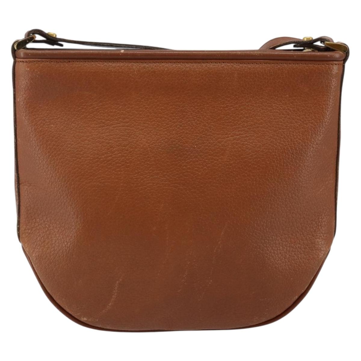 Burberrys Shoulder Bag Leather Brown Gold Auth hk3089
