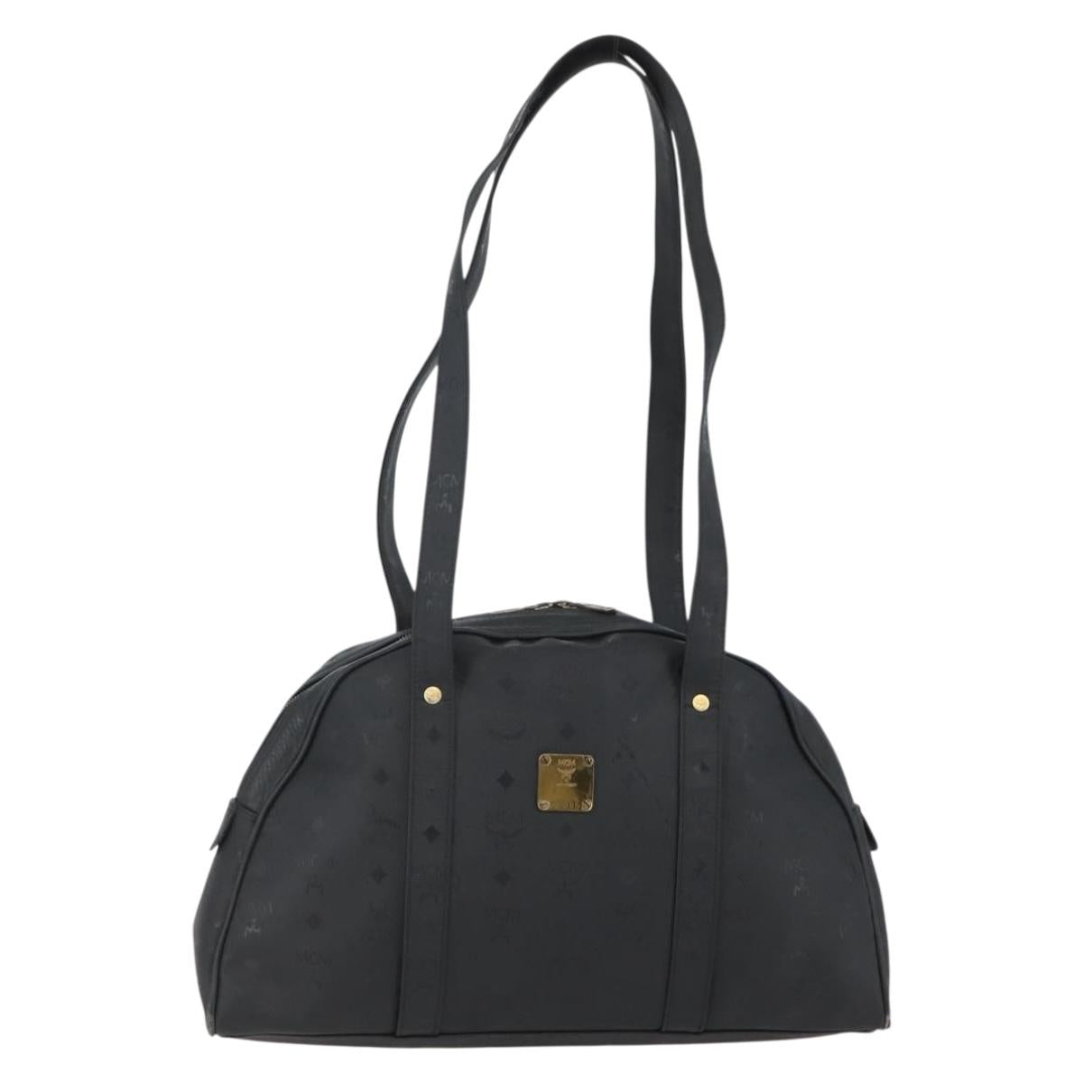 MCM Vicetos Logogram Shoulder Bag PVC Leather Black Gold Auth hk3093