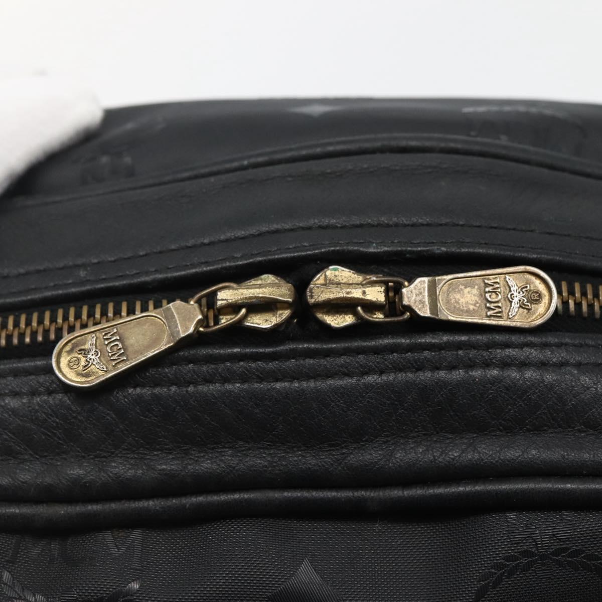 MCM Vicetos Logogram Shoulder Bag PVC Leather Black Gold Auth hk3093
